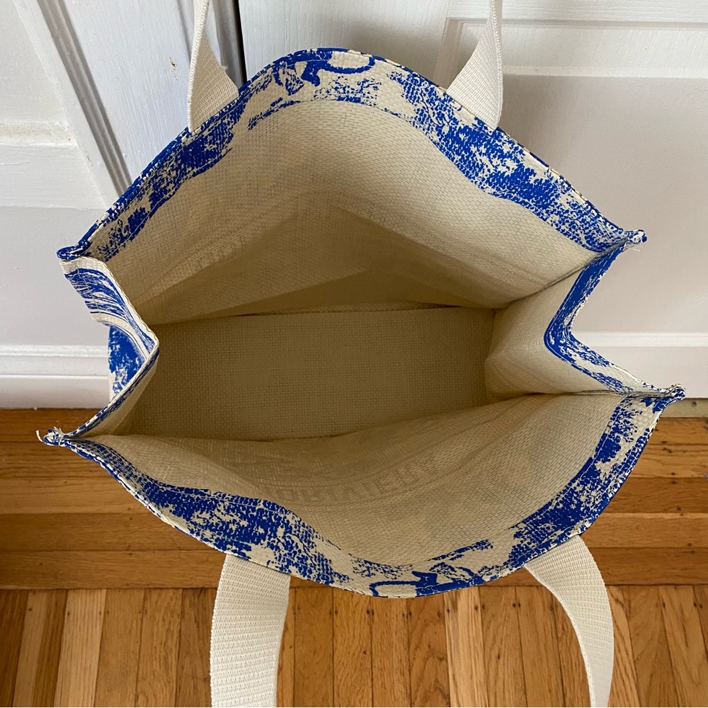 Brand New Christian Dior Blue Dioriviera Print Paper Straw Tote Bag XL size - Picture 11 of 14